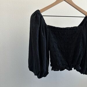 Abercrombie & Fitch Crinkle Smocked Puff Sleeve Top